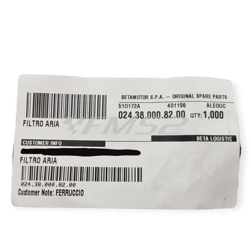Filtro aria originale BETA specifico per BETA ENDURO/MOTARD RR 50 2T 2012-2020 e ENDURO RR 125 4T 2013-2016, ricambio 024.38.000.82.00