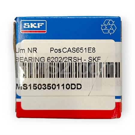 Cuscinetto SKF sigla 6202-2rsh con doppia schermatura in plastica per applicazioni varie, ricambio MS150350110DD