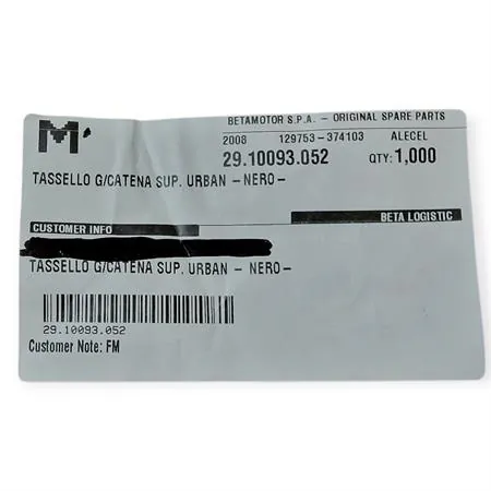 Passa catena nero originale Beta specifico per Beta Enduro/Motard RR 50 2T dal 2005, Trial Evo 80 dal 2008, Enduro/Motard RR 125 4T dal 2007, ricambio 29.10093.052