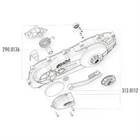 Coperchio Trasmissione Polini Evolution 1700311 per Piaggio Zip Aria/Liquido dal 1996, Zip SP – Carter Corto 10”