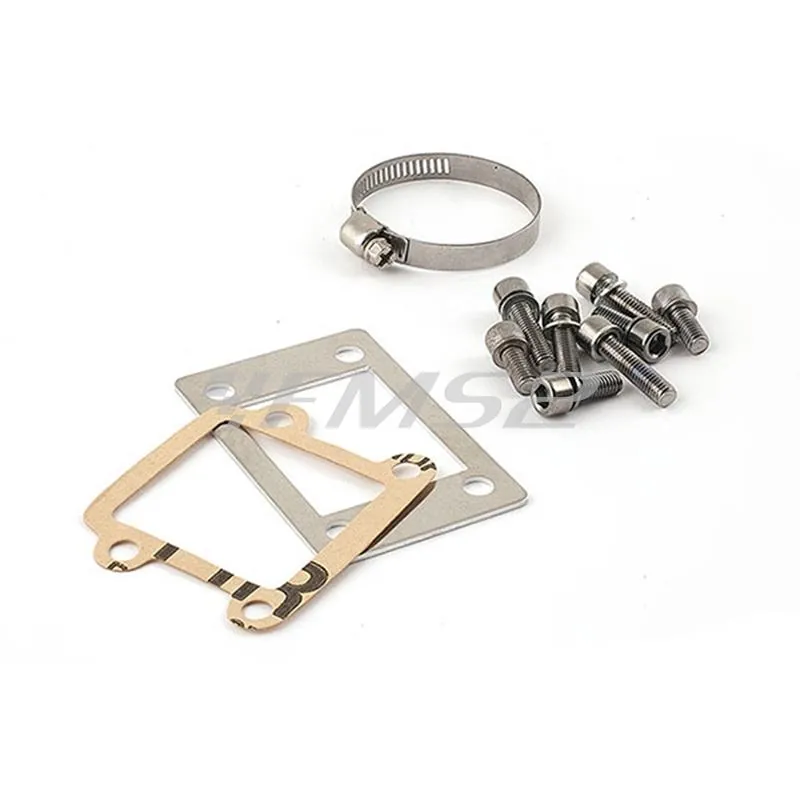 Collettore in gomma con basetta in alluminio di colore verde anodizzato MXS big valve high flow system per scooter con motore Minarelli verticale Booster, ricambio MXS010