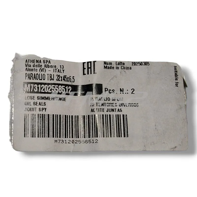 Paraolio Athena con esterno in metallo TBJ 32x45x6,5 mm in PTFE - KTM OEM 0760324564/65/66, ricambio M731202558512 