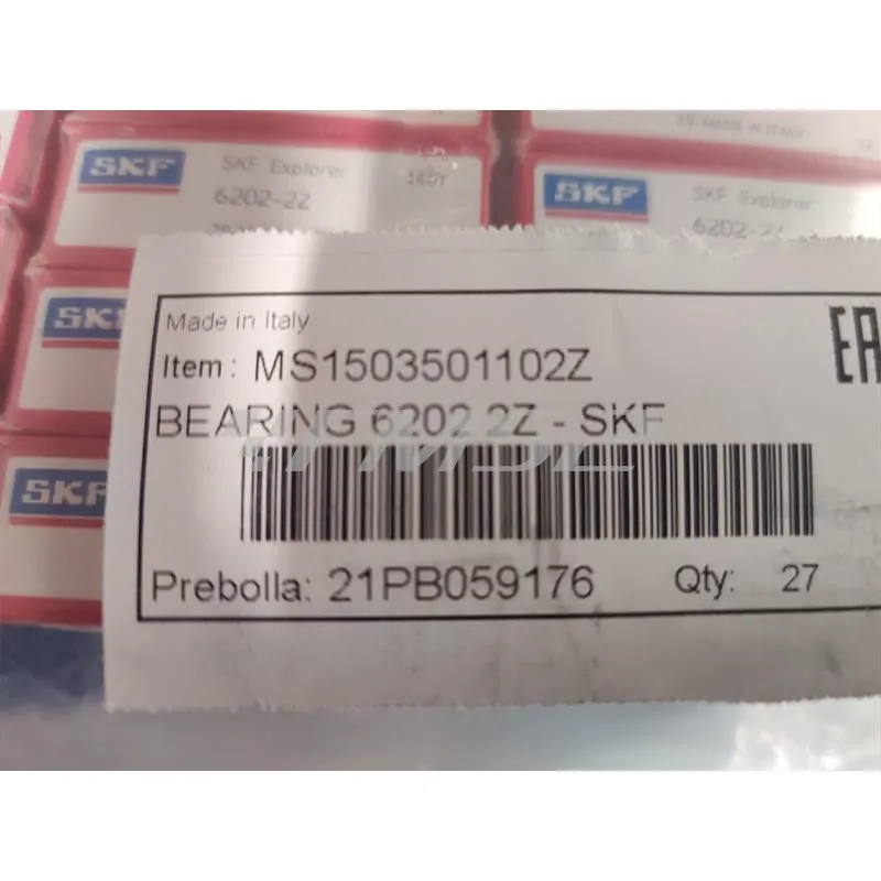 Cuscinetto Bearing SKF con sigla 6202 2z con doppia schermatura in metallo per applicazioni varie (Athena), ricambio MS1503501102Z