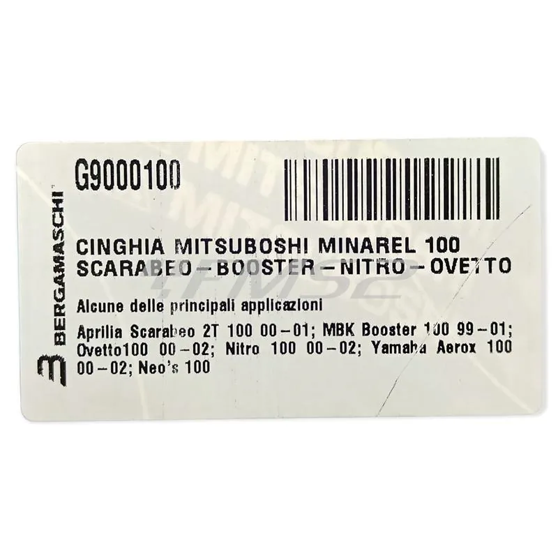 Cinghia Mitsuboshi per maxi scooter con motore Minarelli Mbk Booster, Nitro, Ovetto e Yamaha Bw's, Aerox e Neo's 100 cc 2 tempi, ricambio G9000100