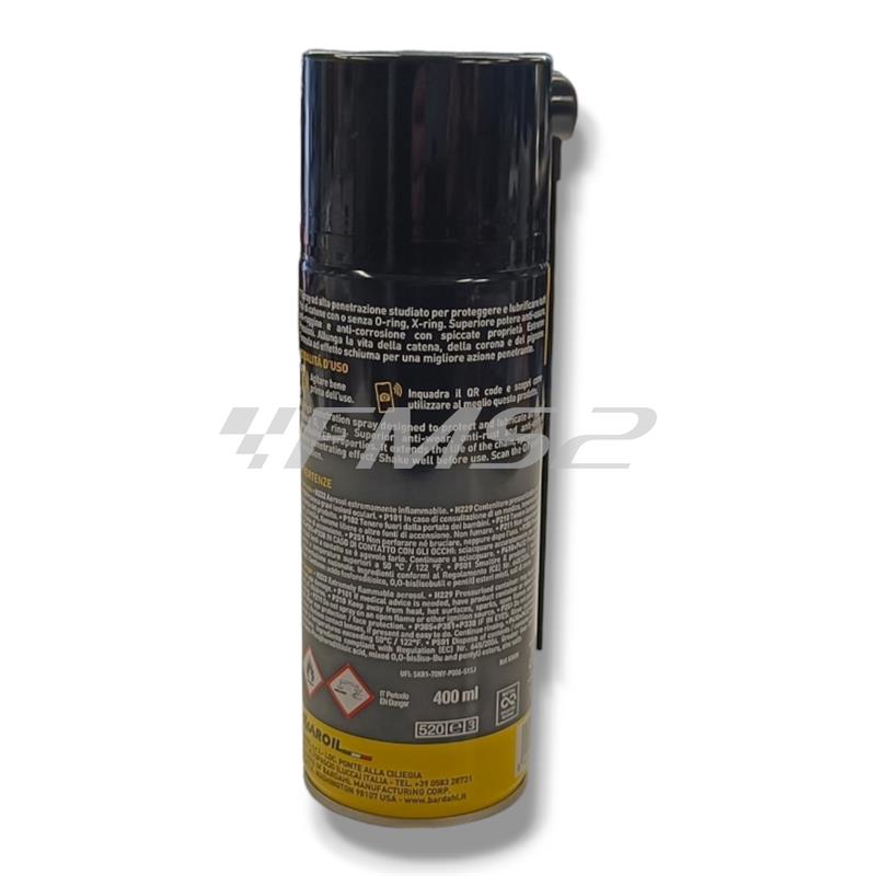 Bomboletta grasso spray lubrificante Bardahl K9 per catena moto fuoristrada, cross off road adatto a tutti i tipi di catena con e senza O-Ring, ricambio 636028