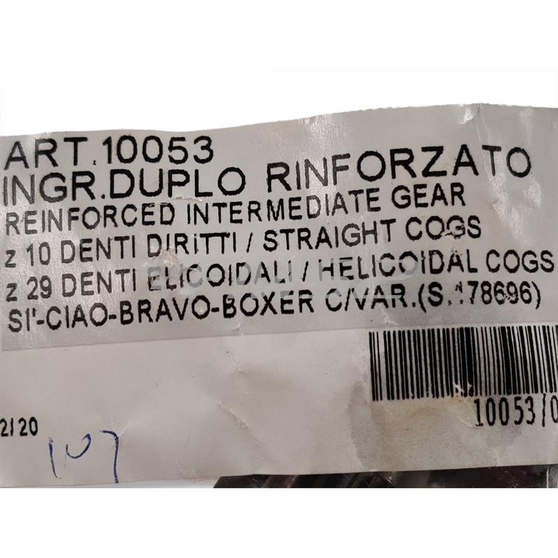 Ingranaggio doppio rinvio rinforzato Cif con 10 dritti e 29 denti elicoidali per ciclomotori Piaggio Ciao, Boss, Si, Bravo, Grillo, SuperBravo con variatore, ricambio 10053