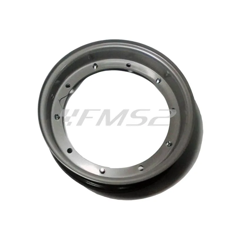 Cerchio ruota in lamiera verniciata, completo di dadi, per pneumatici da 3.00 x 10 e 3.50 x 10 pollici, ricambio 10190