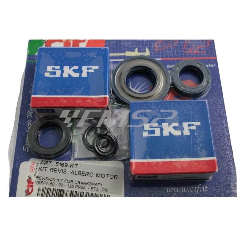 Kit revisione albero motore cif per Piaggio Vespa 50-90-125 Primavera - 125 ET3- 50 PK - 125 PK - con cono da 19mm 20mm, ricambio 5169-KT
