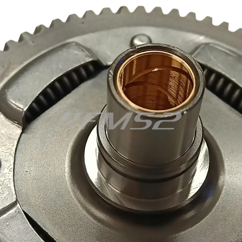 Campana frizione trasmissione Z 18x67 con denti elicoidali e parastrappi per montaggio motore Piaggio Ape e Vespa 50 cc, ricambio CIF 5990