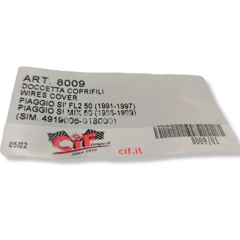 Doccetta CIF in plastica da verniciare per coprire le trasmissioni fili gas e freno e porta clacson nei ciclomotori Piaggio SI FL2 e adattabile anche sulle versioni precedenti con accensione elettronica, ricambio 8009