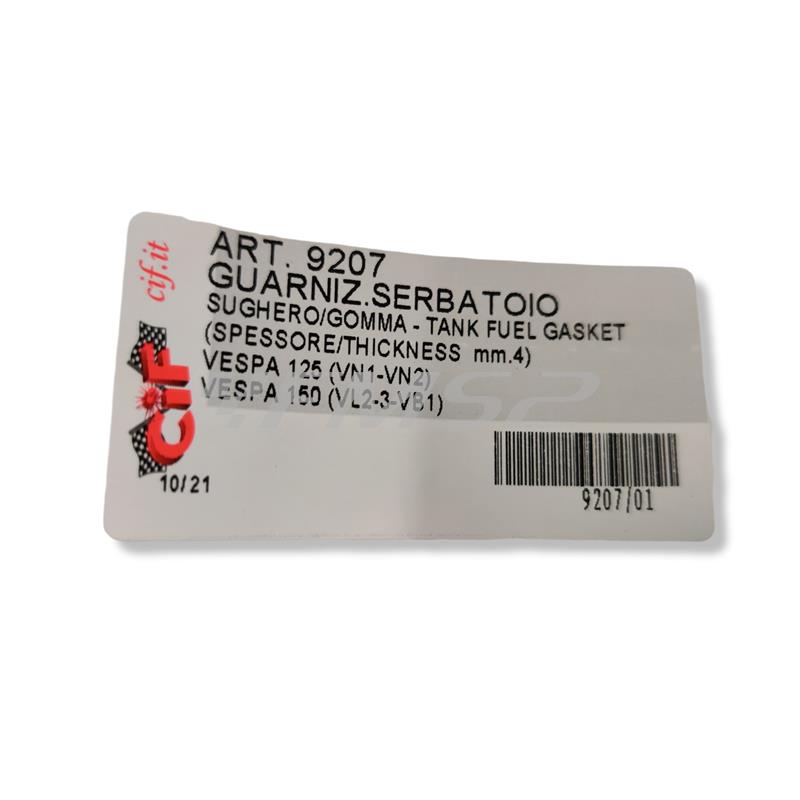 Guarnizione serbatoio in sughero e gomma con spessore da 4 mm CIF per Piaggio Vespa 125 VN1T e VN2T e Vespa 150 VL2T e VL3T e VB1T, ricambio 9207