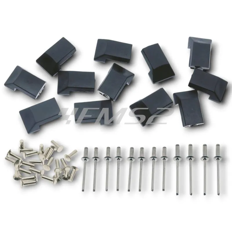 Confezione puntalini chiusi + ribattini e rivetti per serie strisce pedana Piaggio Vespa PX arcobaleno e Vespa PX con freno a disco, ricambio C00184