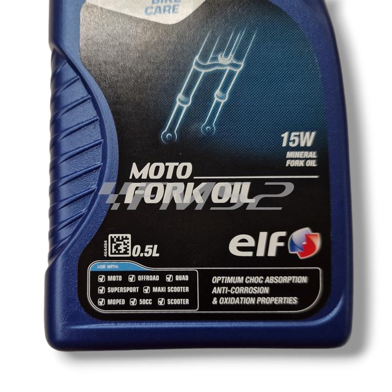 Barattolo olio forcella Elf moto fork oil 15w in confezione da 500 ml per tutti i tipi di forcelle, ricambio 111614