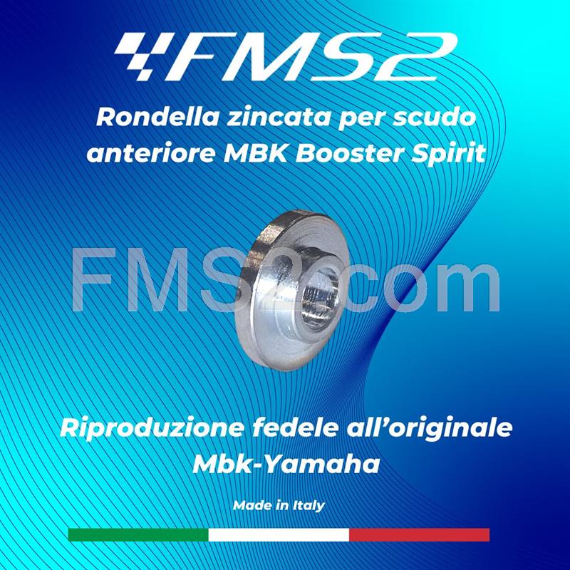 Rondella zincata FMS2 in acciaio come originale per fissaggio scudo anteriore Mbk Booster spirit tutte le versioni fino al 2003, ricambio 3VLF15450000FMS