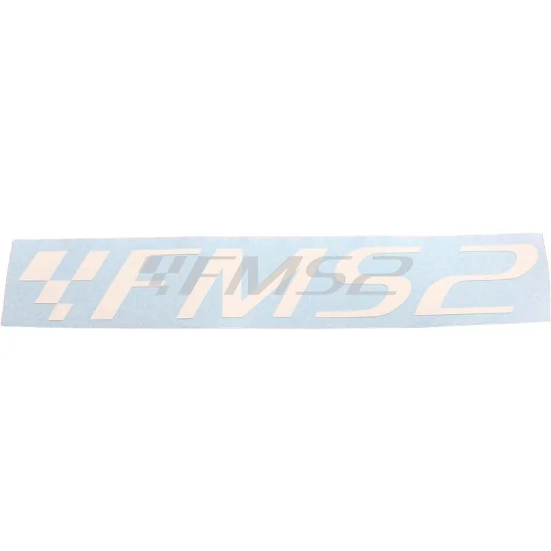 Adesivo prespaziato logo fms2 con dimensioni 20x3 e colore bianco lucido, ricambio ADE002BIANCO