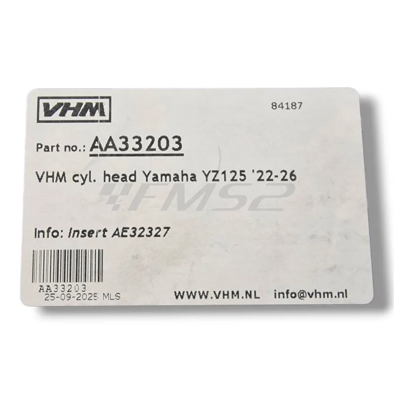Testa VHM senza inserto specifica per Yamaha YZ 125 2022-2026 e Fantic XX 125 2022-2026, ricambio AA33203