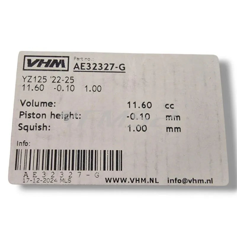 Inserto per testa VHM da 11,60 cc per Yamaha YZ 125 2022-2026 e Fantic XX/XE 2022-2026, ricambio AE32327-G