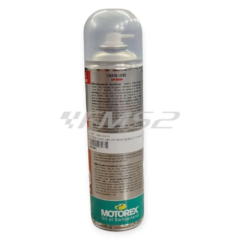 Lubrificante catena off-road spray Motorex - bomboletta spray da 500 ml, ricambio M302281