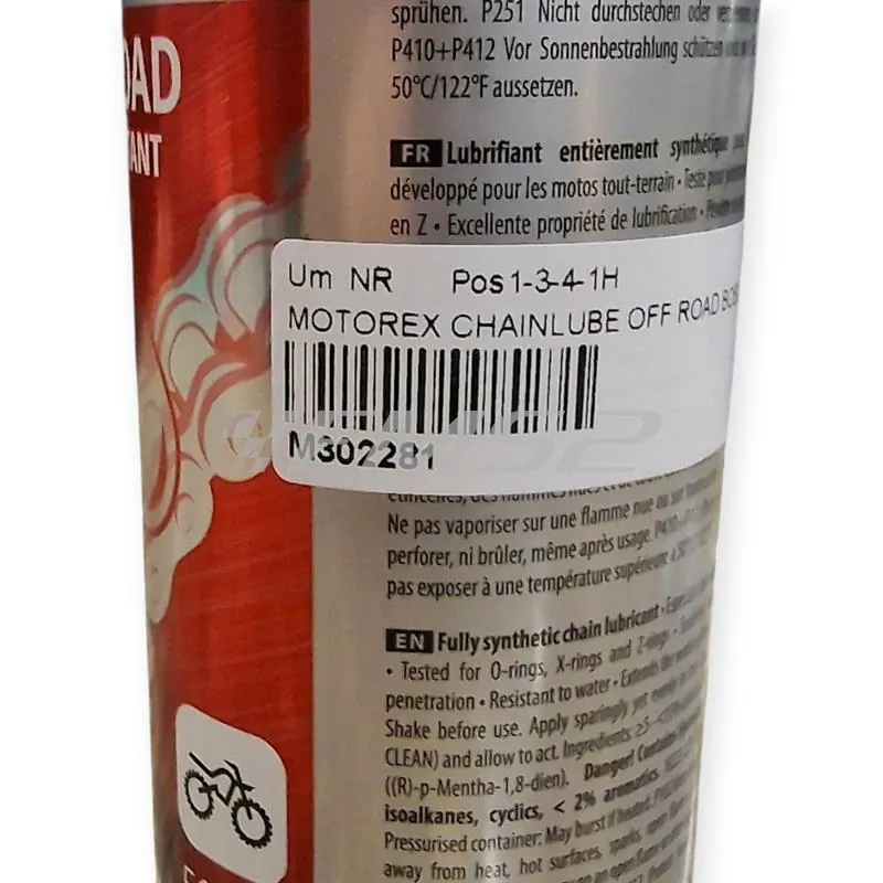 Lubrificante catena off-road spray Motorex - bomboletta spray da 500 ml, ricambio M302281