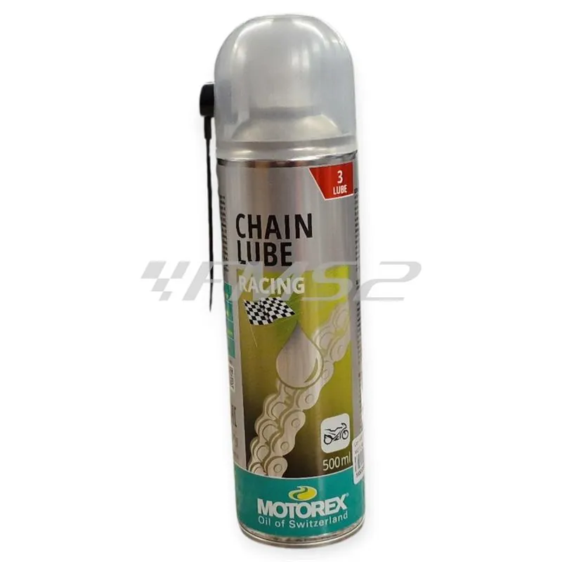Lubrificante catena racing spray Motorex con aggiunta di PTFE - bomboletta spray da 500 ml, ricambio M302336