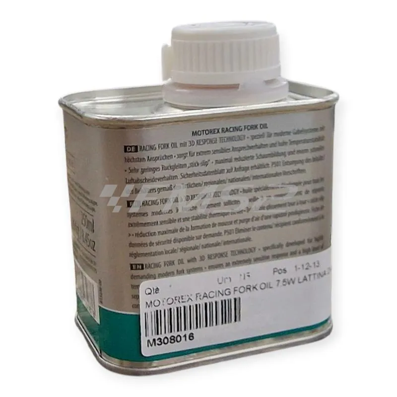 Olio forcelle racing Motorex con densità 7,5W - lattina da 250 ml, ricambio M308016