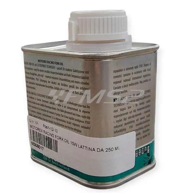 Olio forcelle racing Motorex con densità 10W - lattina da 250 ml, ricambio M308017