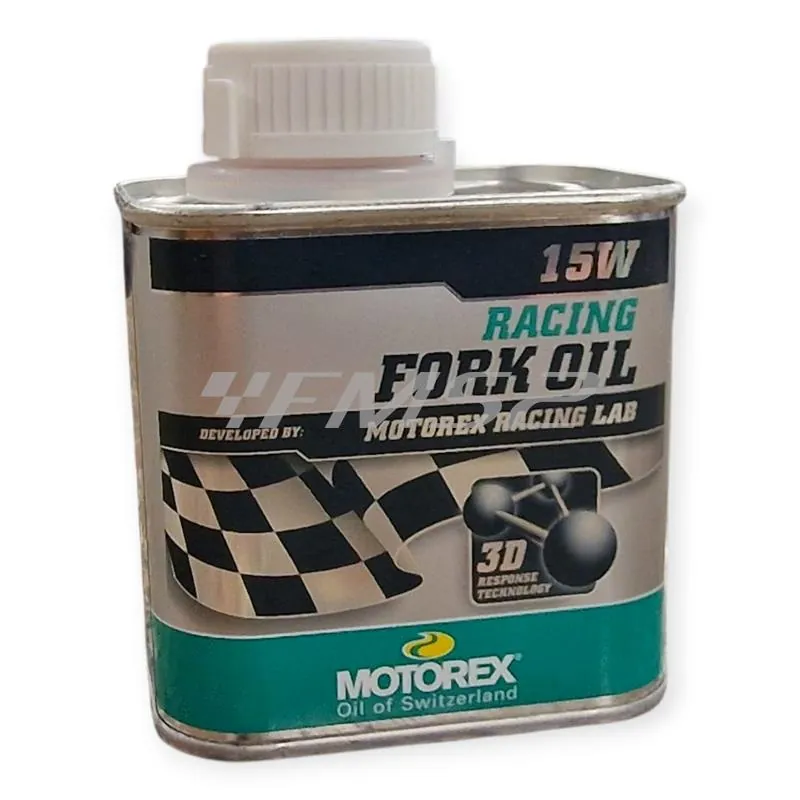 Olio forcelle racing Motorex con densità 15W - lattina da 250 ml, ricambio M308020