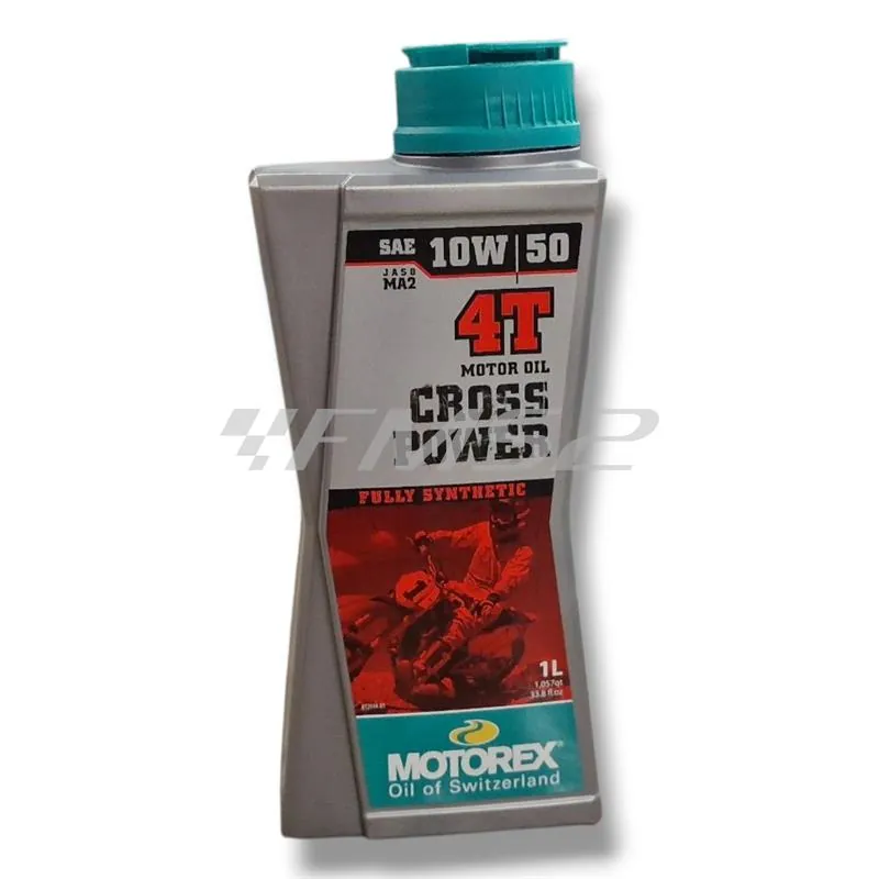 Olio motore Motorex Cross Power 4 tempi 10W-50 JASO MA2, API SP/SN/SM - flacone da 1 litro, ricambio M308241