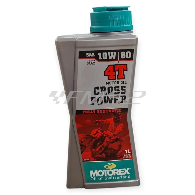 Olio motore Motorex Cross Power 4 tempi 10W-60 JASO MA2, API SP/SN/SM - flacone da 1 litro, ricambio M308242