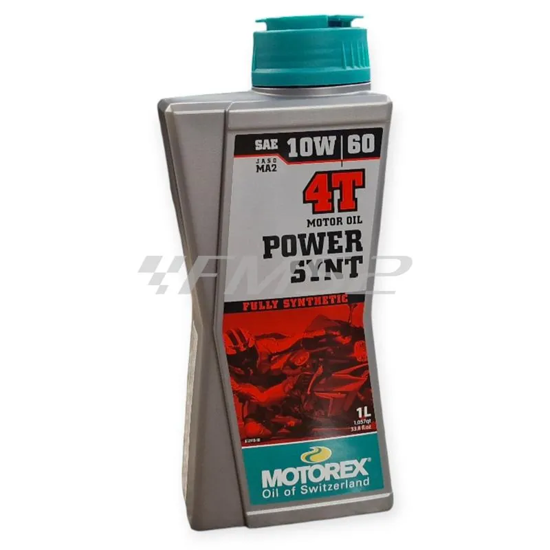 Olio motore Motorex Power Synt 4 tempi 10W-60 JASO MA2, API SP/SN/SM - flacone da 1 litro, ricambio M308252