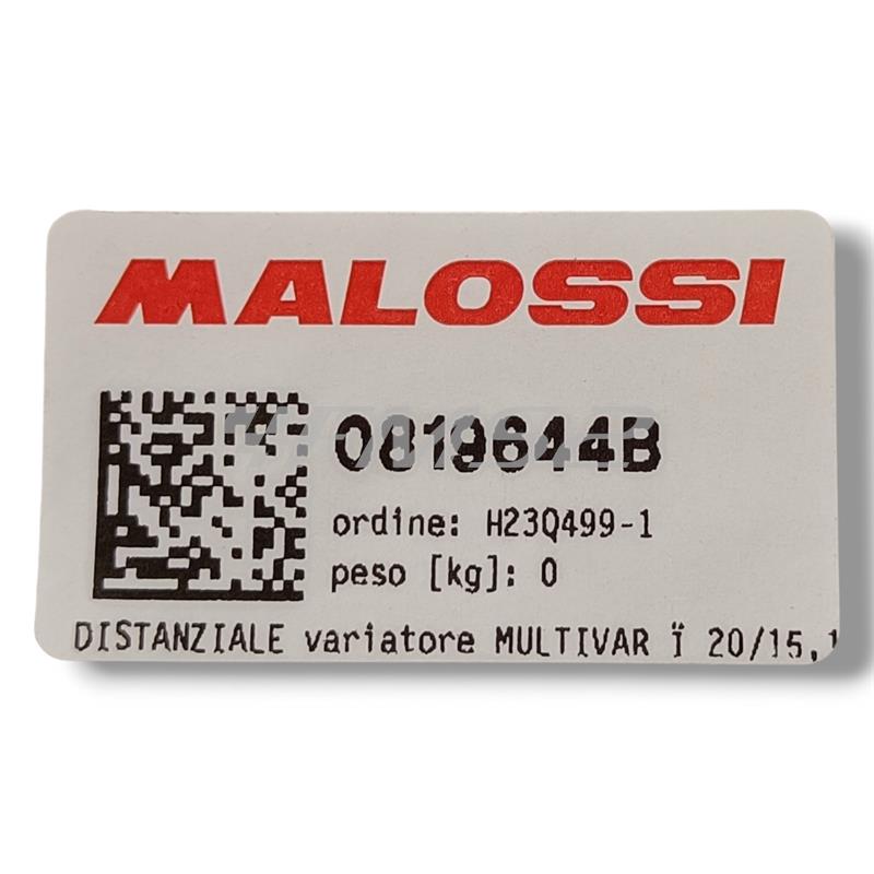 Distanziale variatore Malossi multivar con diametro esterno 35 mm, interno 15,1 mm e spessore 9 mm per motori Minarelli verticali e orizzontali, ricambio 0819644B