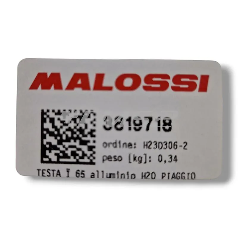 Testa in alluminio Malossi per gruppo termico diametro 65 mm raffreddati a liquido per scooter Piaggio e Gilera 125 e 180 cc 2 tempi Runner, Hexagon, ricambio 3819718