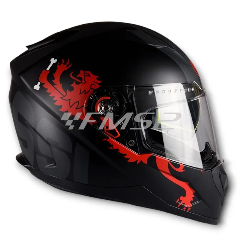 Casco Malossi integrale modello HM1 di colore nero e grafiche rosse con taglia S, ricambio 3918934B3
