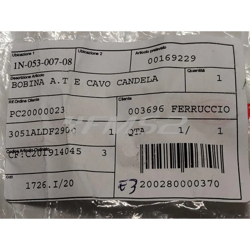 Bobina a.t e cavo candela, ricambio 00169229