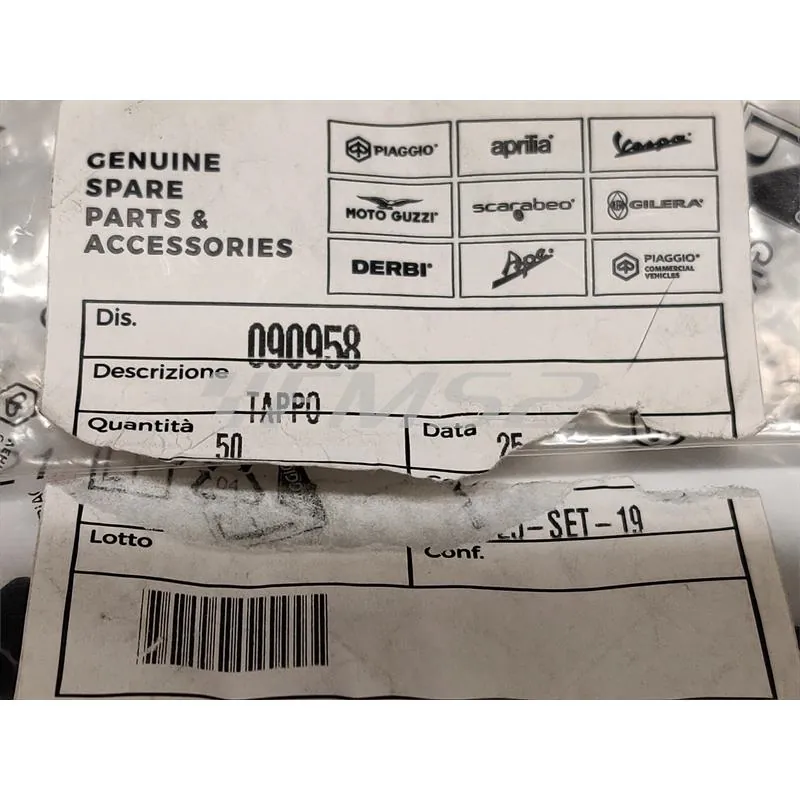 Tappo chiusura foro fissaggio porta ruota al telaio vespa small e large frame Vespa Piaggio, ricambio 090958
