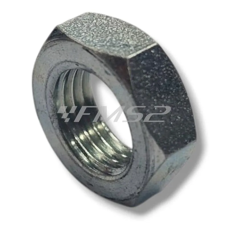 Dado originale Piaggio - Aprilia M12 x 1,25 mm con esagono chiave da 17 e zincato argento per fissaggio semi puleggia fissa motori Aprilia DiTech e carburatore 50 cc prodotti dal 1999 fino al 2004 , ricambio AP8152135