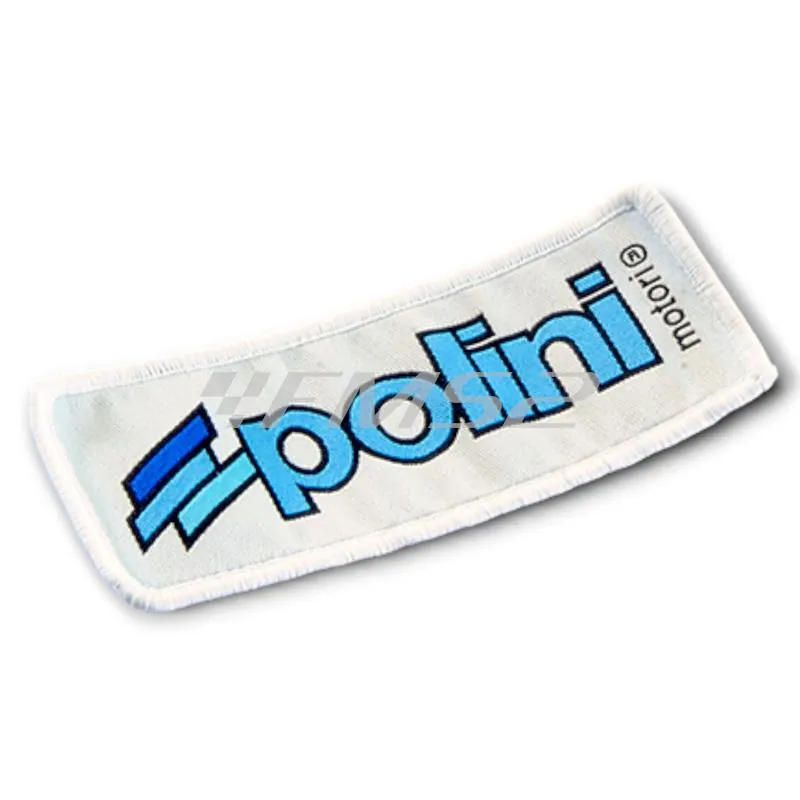 Stemma cucisivo Polini in tessuto ricamato con dimensione 10 x 4,8 mm, ricambio 0970216
