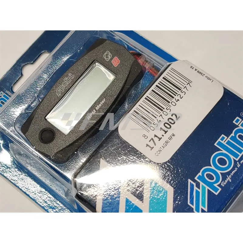 Contagiri rpm Polini retroilluminato alimentato a 12 volt con batteria interna per memoria record, ricambio 1711002