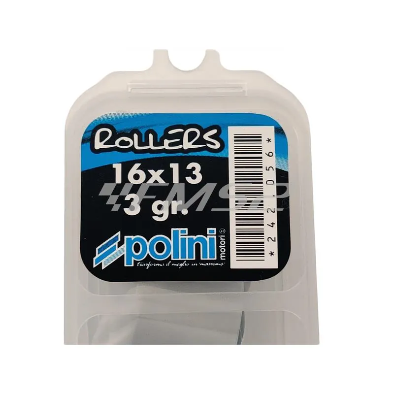 Kit rulli variatore 16x13 colore giallo peso grammi 3 interno alluminio (Polini), ricambio 242056