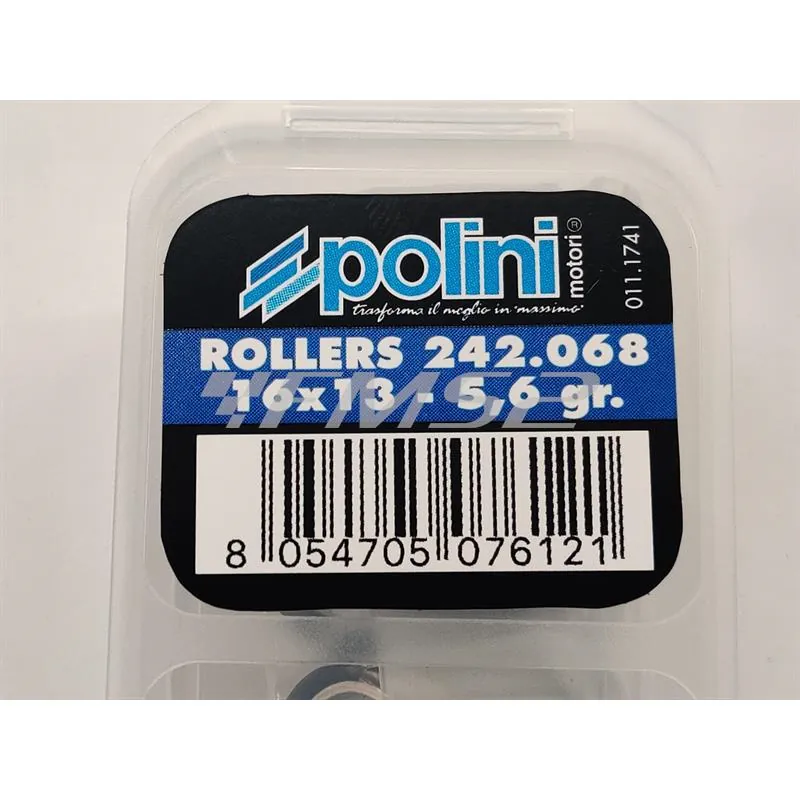 Kit rulli variatore 16x13  peso grammi 5.6 interno ottone (Polini), ricambio 242068