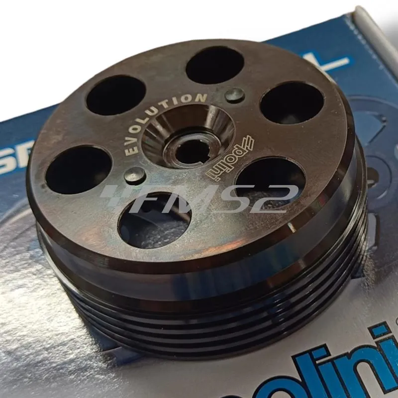 Campana frizione Polini in acciaio con sistema di rigatura per dissipare meglio il calore sui ciclomotori Piaggio Ciao, Si, Bravo, Grillo, Boxer, SuperBravo, Cba ricambio 250042