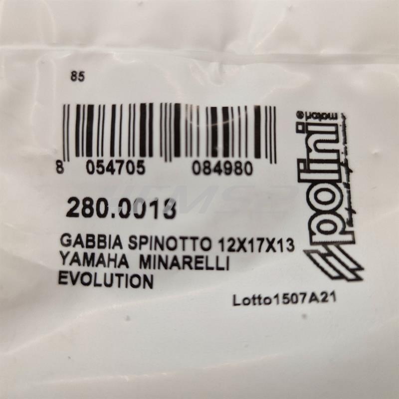 Gabbia a rulli spinotto biella Polini rinforzata con misure 12 x 17 x 13 mm modello Polini Evolution per scooter con motore Piaggio e Minarelli spinotto 12 mm, ricambio 2800018