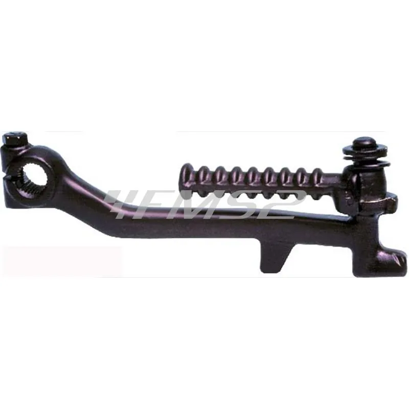 Pedale leva messa in moto RMS di colore nero e curva bassa in metallo per scooter 50 con motore Minarelli verticale, ricambio 121530020