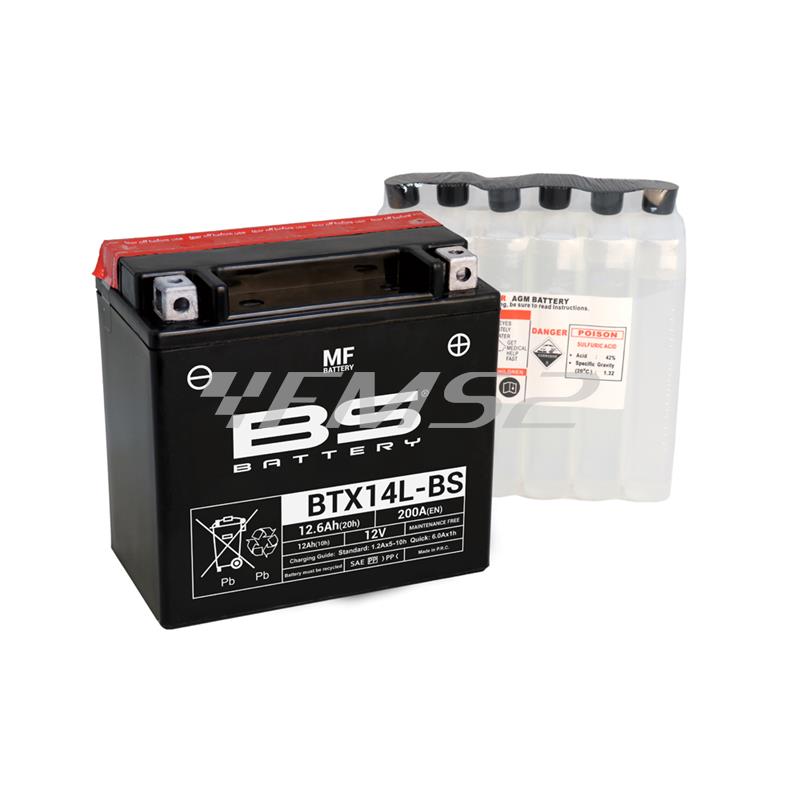 Batteria BS SLA BTX14L-BS 12 Volt - 12 Ah, tipo MF, ricambio 246610205