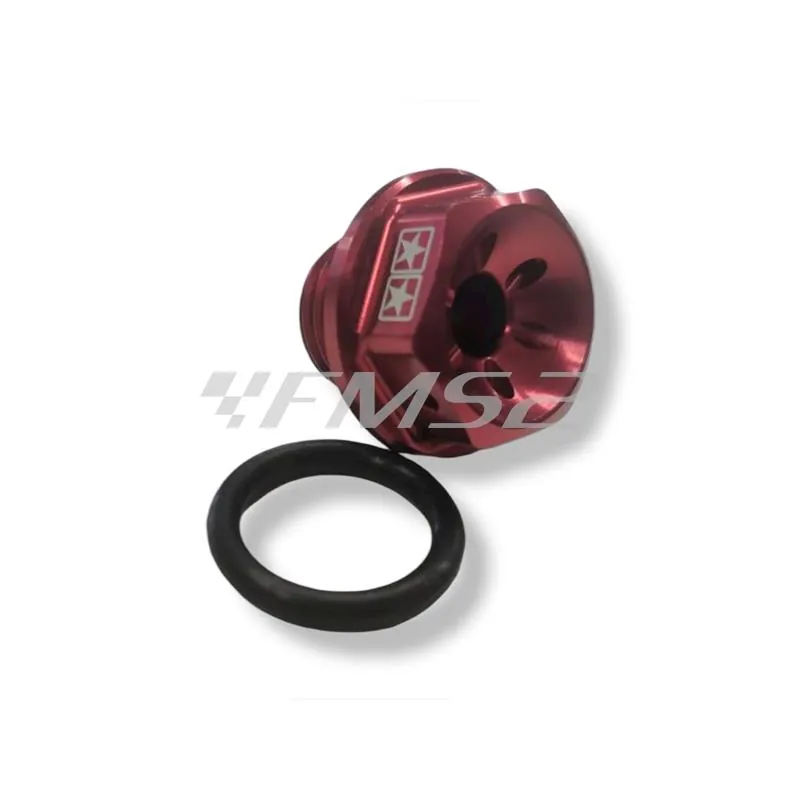 Tappo olio rapporti Stage6 in alluminio CNC anodizzato rosso per scooter con motori Minarelli verticale ed orizzontale aria e liquido a braccio lungo, ricambio S6SSP140RE
