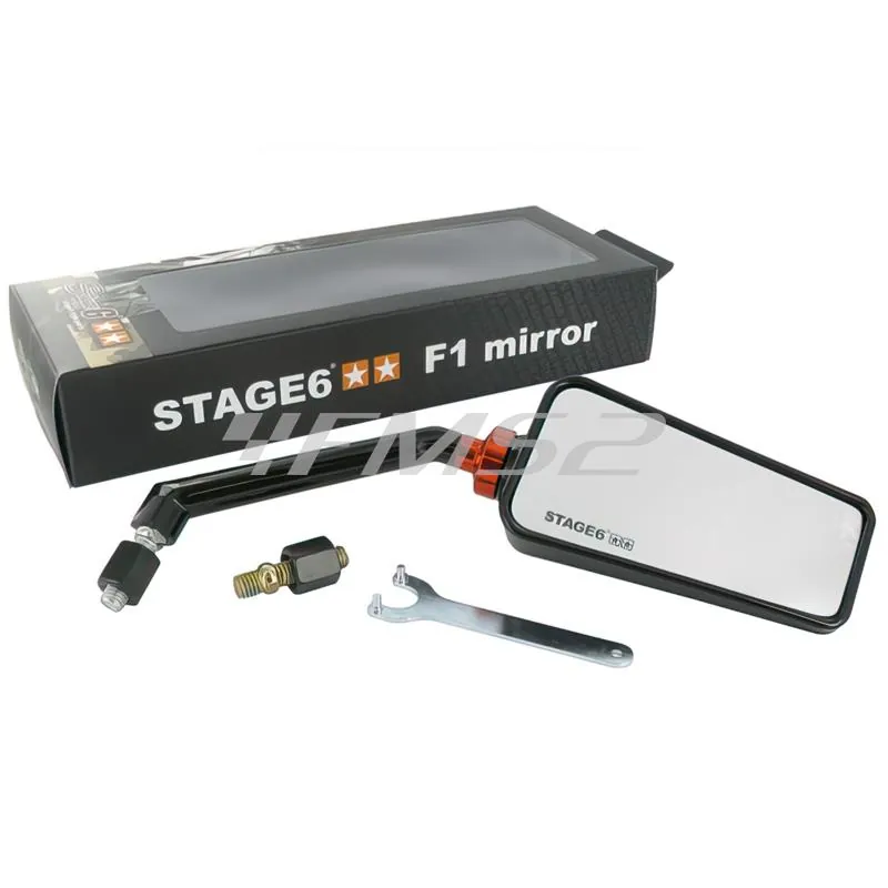 Specchietto retrovisore stage6 modello F1 destro di colore nero lucido per applicazioni varie,  ricambio S6SSP6302RBK