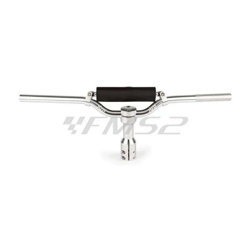 Manubrio naked street bike completo di supporto manubrio in alluminio anodizzato argento per scooter MBK  Booster e Yamaha Bw's , ricambio STR8STR00606AL