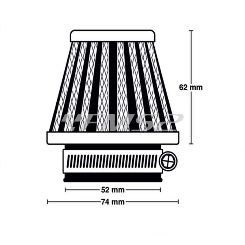 Filtro aria potenza universale MEIWA M5006 in rete per carburatori con attacco diametro 52 mm (SGR), ricambio 264005
