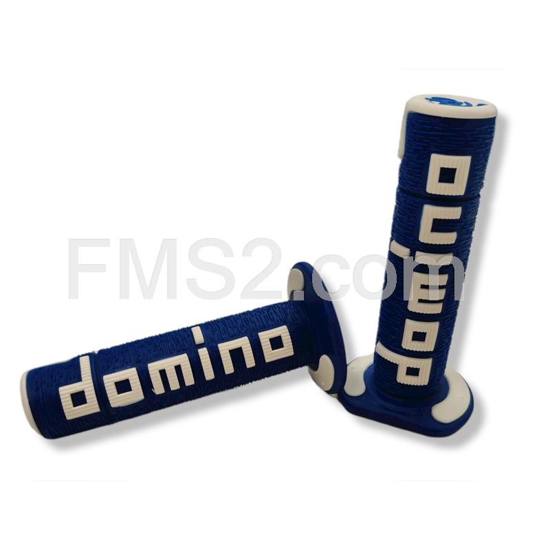 A36041C4846A7-0 Manopole Domino Tommaselli in gomma di colore blu e bianco  per applicazione off road, ricambio A36041C4846A7-0