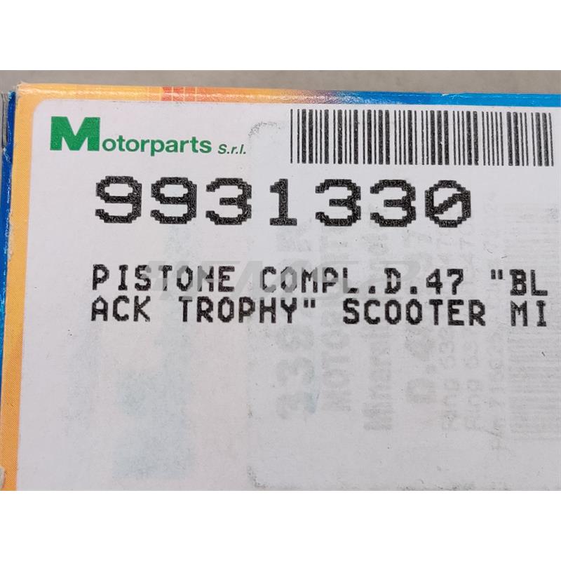 Pistone top performance completo in bisolfuro diametro 47 mm (cilindrata 70 cc) bifascia spinotto 10 per scooter Minarelli, ricambio 9931330